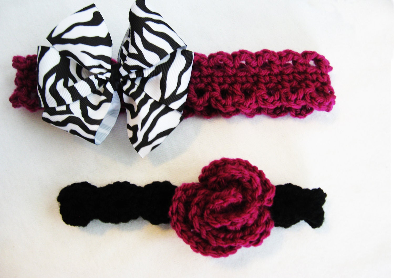 CROCHET PATTERN Lacey Headbands with Rosebud and BONUS Hairbow Tutorial (6 sizes from 0-adult)