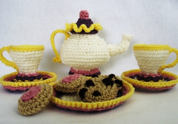 CROCHET PATTERN Mrs. Potts Tea and Cookies (Permission to sell finished items) Instant Download