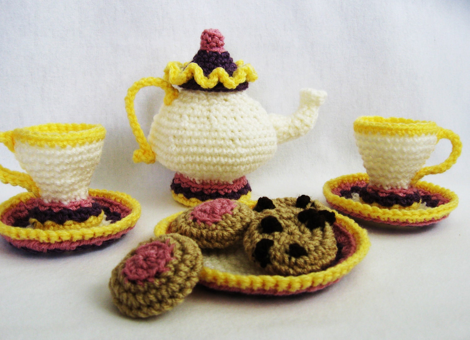 CROCHET PATTERN Mrs. Potts Tea and Cookies (Permission to sell finished items) Instant Download