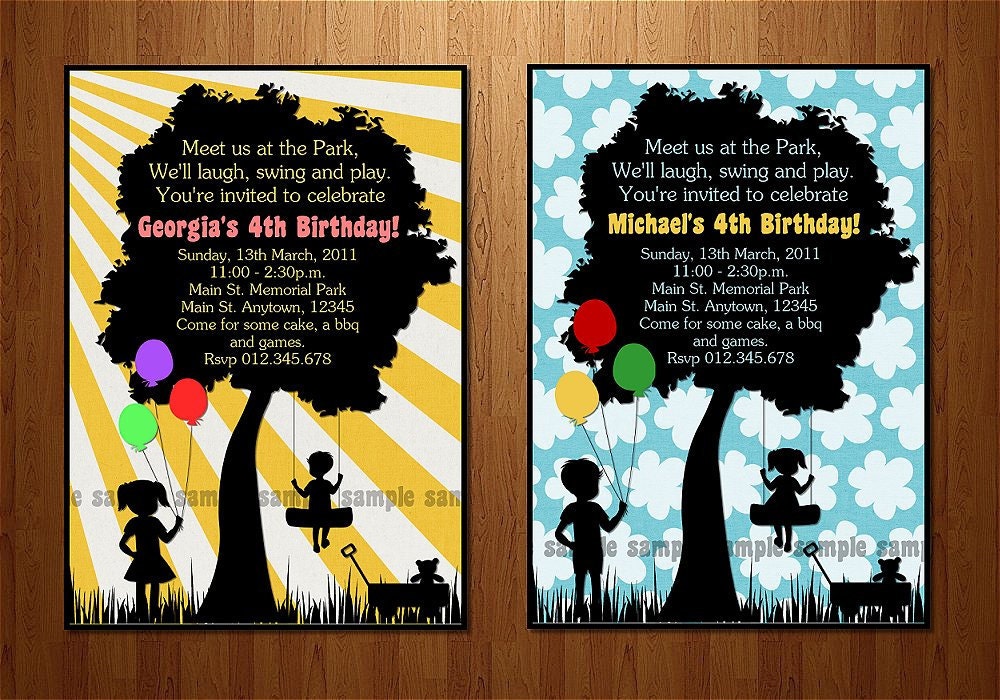 Playground Birthday Party Printable Invitation - Park Birthday Party - Outdoor Birthday Party -  DIY Printing