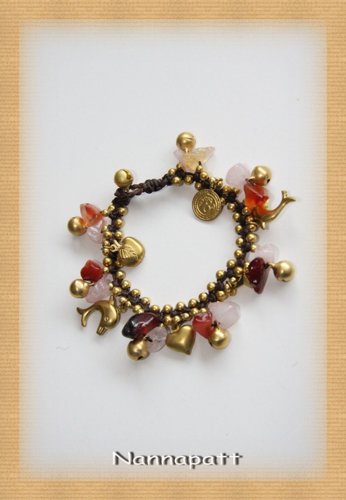 Dolphin mixed pink rose quartz and canelain bracelet