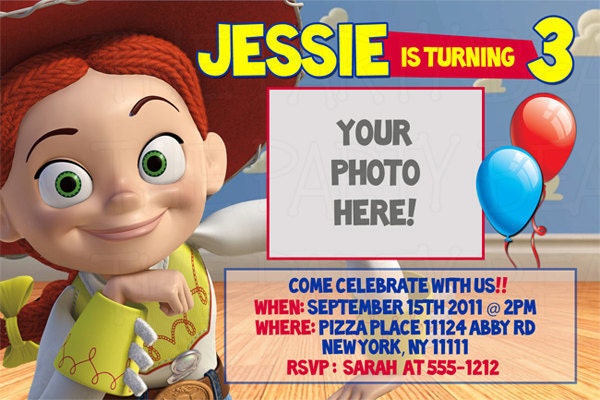 Toy Story Jessie Birthday Invitation - Digital File - You Print - Customized