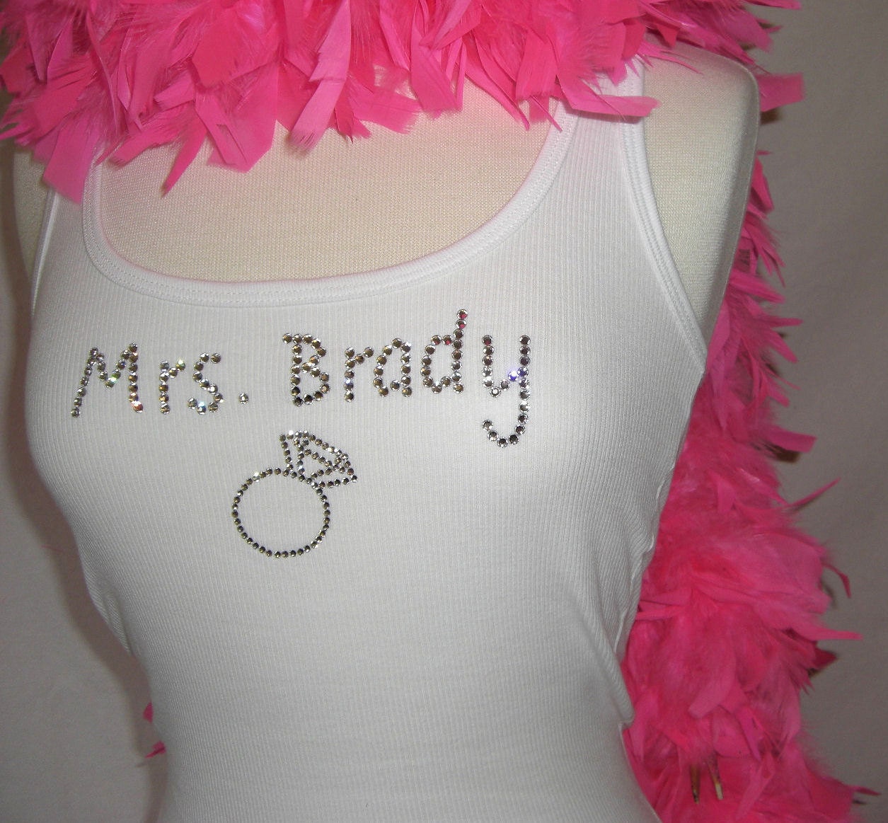 Custom Bachelorette Mrs. TANK with RING, Your Married Name Embellished in Swarovski Crystals by Dirty Girl Creations on Etsy