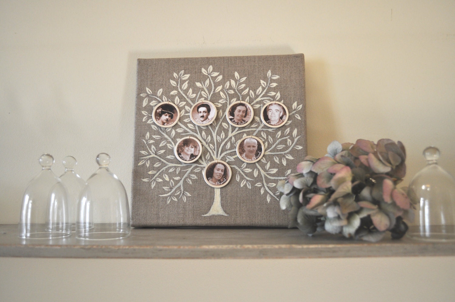 Your first FAMILY TREE 30 cm x 30 cm Mothers day gift idea , baby birth. Original painting  Shabby chic ornament