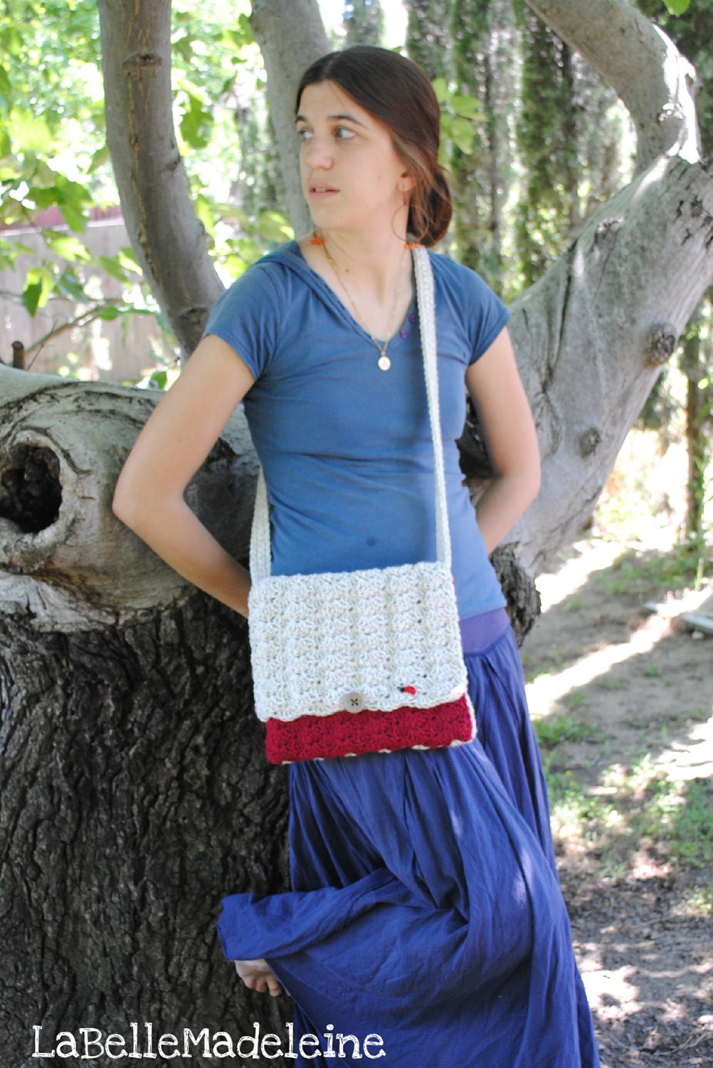 Crochet Messenger Bag, Handbag, Purse, book bag FREE SHIPPING