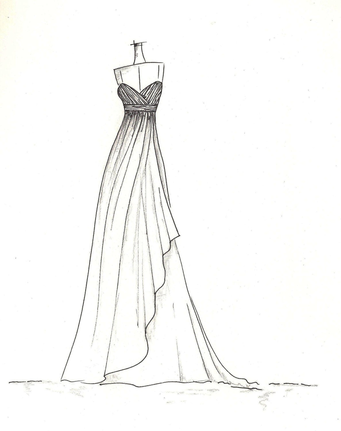 dress sketch of YOUR special dress - a perfect gift...