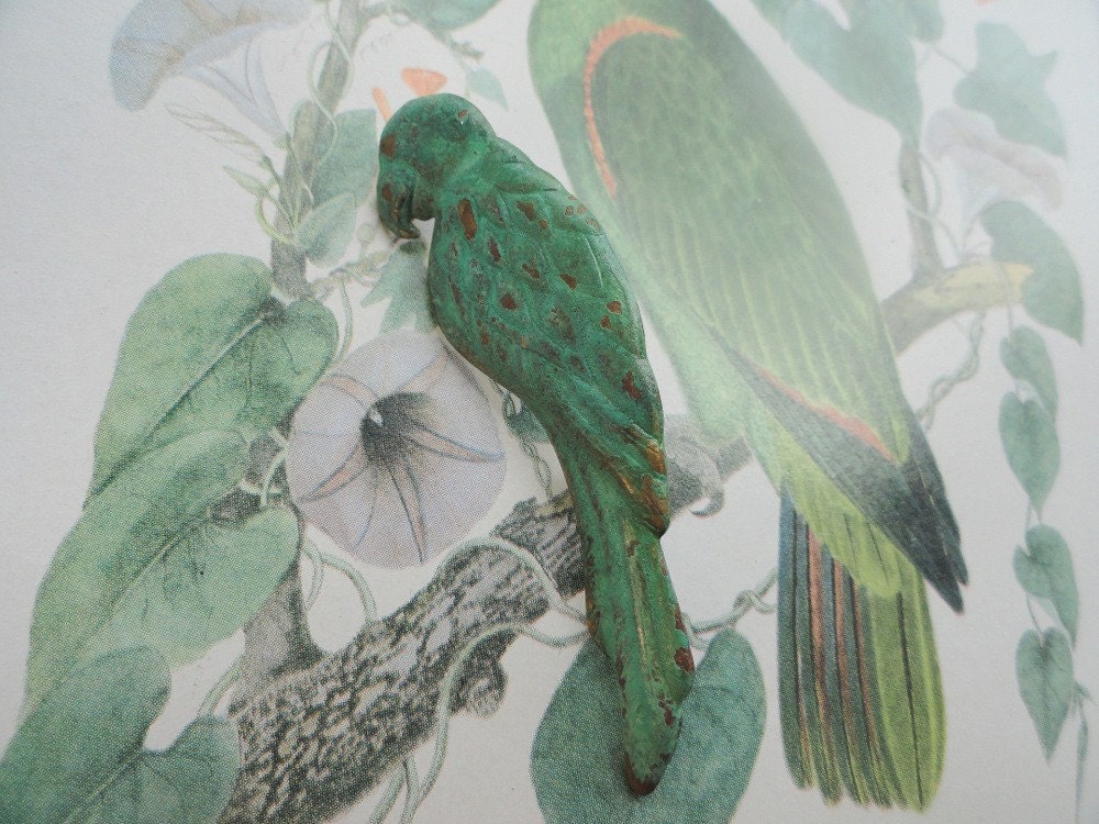 Pretty Bird Green Parrot Pin