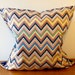SALE - Chevron Multi Color Print- Decorative Throw Pillow Cover- Solid Royal Blue Silk Backing- Invisible Zipper Closure.
