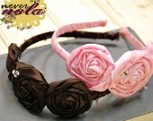 Simple Rosettes with suttle Rhinestones- Chocolate Brown, or choose your color