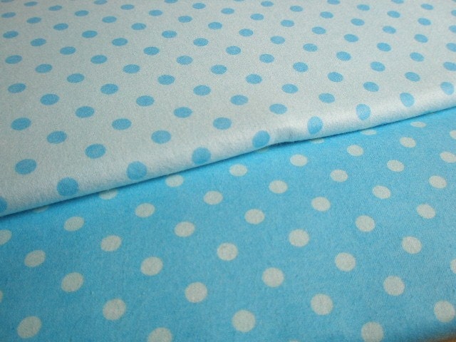 02900 David Textiles - Double Brushed Flannel- Bright Blue with Light  BluePolka Dots -1 yard