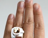 Kawaii Miniature Food Rings - A Cup of Hot Chocolate with Marshmallows