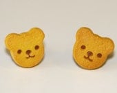 Kawaii Cute Miniature Food Earrings -Bear Head Cookies