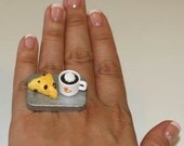 Kawaii Cute Miniature Food Ring - Hot Coco with Chocolate Chip Scone