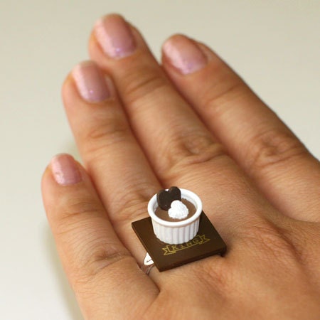 Kawaii Miniature Food Rings - Chocolate Pudding