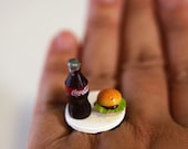 Kawaii Miniature Food Ring - Coke Cola and Burger