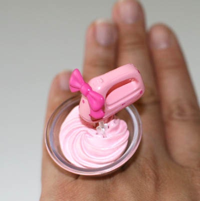Kawaii Cute Japanese Ring - Pink Hand Mixer and Bowl