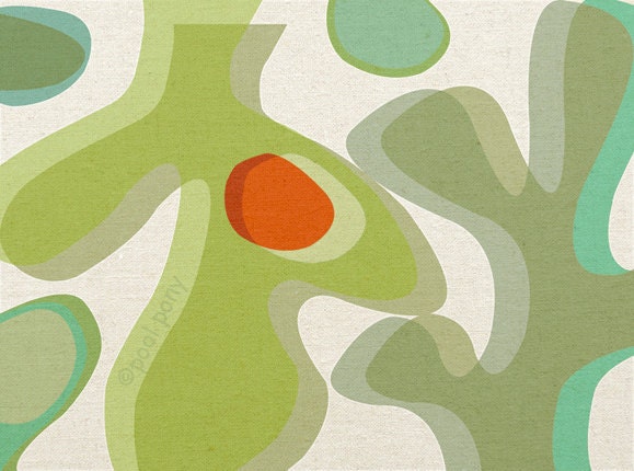 kombu - LARGE mid century design art print