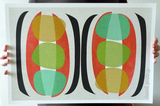 mid century design, modern art, print, pea pods, 12 x 18 inch, giclée print.