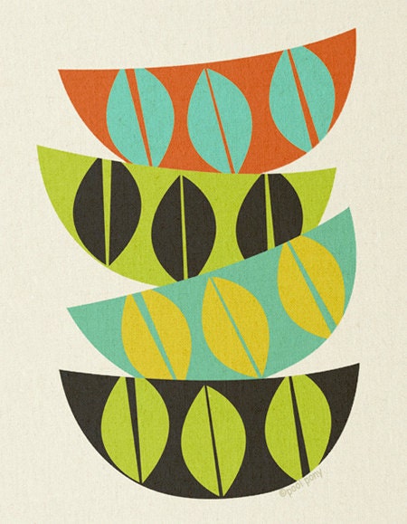 bowl stack, Cathrine Holm inspired, mid century design, art print by Pool Pony,  A4 size