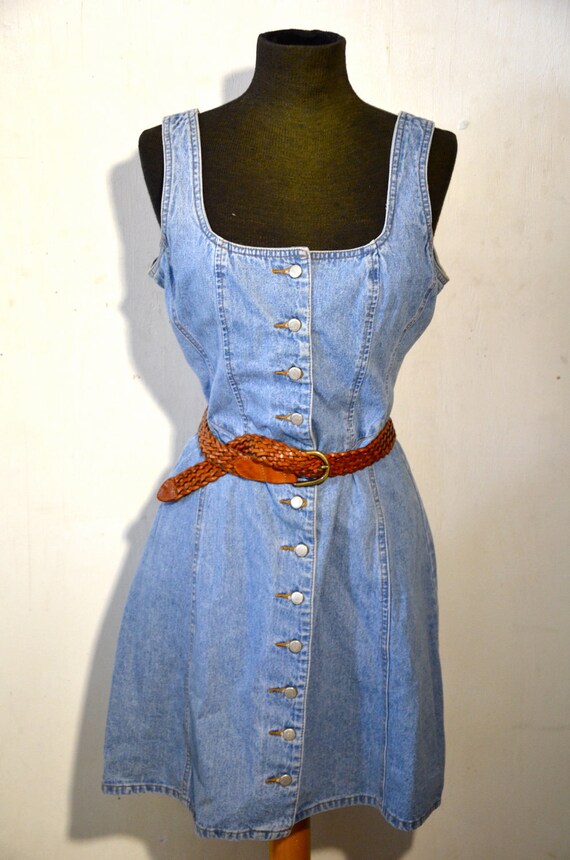 Vintage Women's Denim Tank Top Jean Dress 1990's by feathersndust