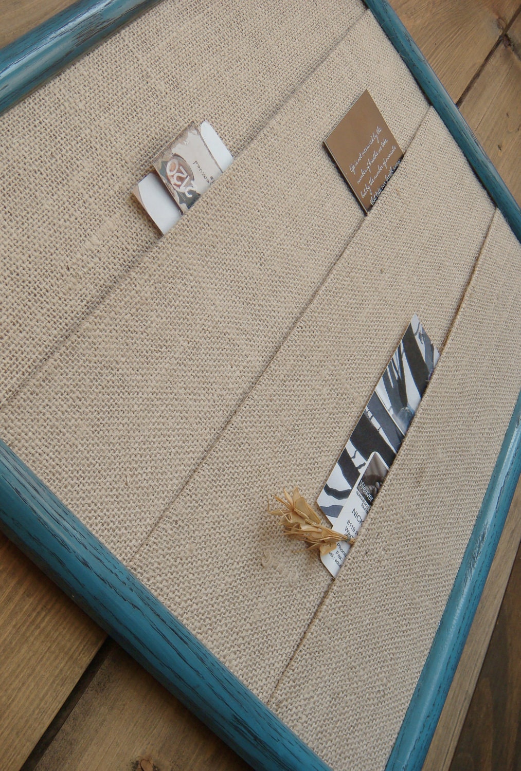 Mediterranean Turquoise & Burlap Wall Organizer