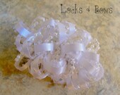 Girls white loopy ribbon hair clip barrette children's wedding hair accessories