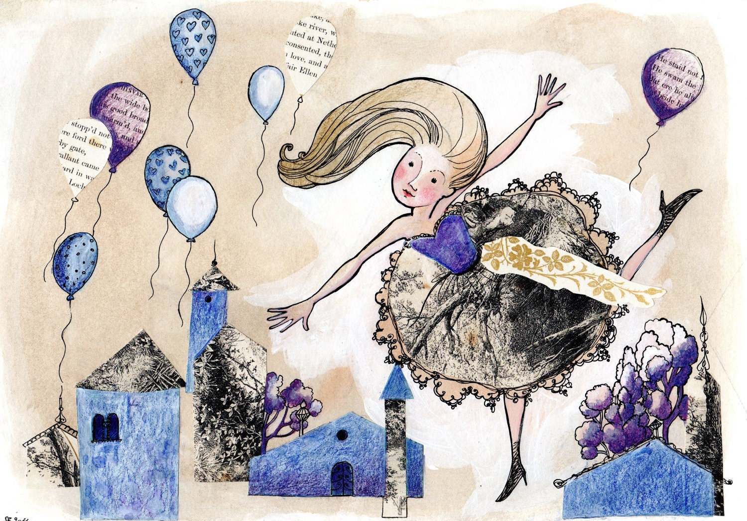 Limited edition  print of my original  painting and collage
