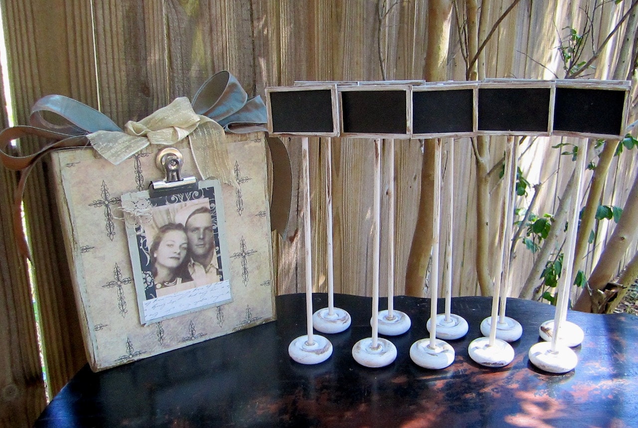 Set of 20 Chalkboard Table Numbers Name Cards Rustic Vintage Painted Distressed Shabby Chic Wedding Chalkboards ON SALE