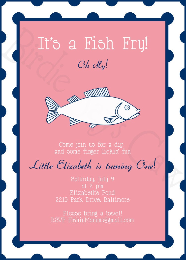 Printable Custom Preppy Fish Fry Invitation (Birthday, Baby Shower, Engagement, Rehearsal)