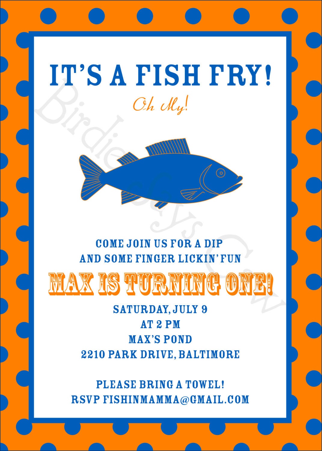 Fish Fry Invitation (Birthday, Baby Shower, Engagement, Rehearsal) Printable Custom Preppy