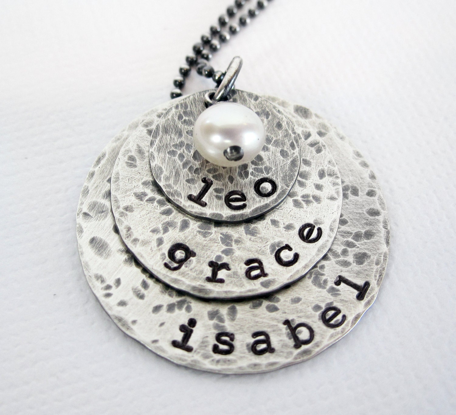  Necklaces on Personalized Mothers Necklace   Rustic Hand Stamped Jewelry   Sterling