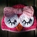 Baby Toddler Girl HOT PINK Crochet Sleepy OWL Beanie Hat w/Pink Bow -- Sizes: Newborn to 10yrs -- Cute Photo Prop