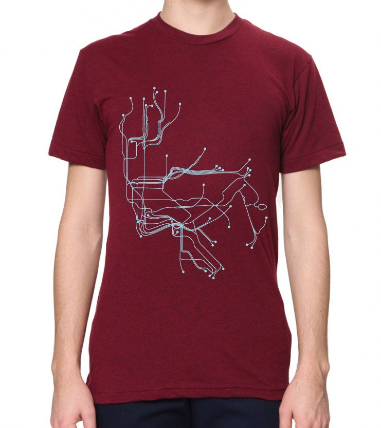 Lineposter Graphic Tee - Maroon/Light Blue