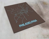 Philadelphia Lineposter Sm Screen Print - Charcoal Brown/Light Blue