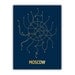 Moscow Lineposter Screen Print - Navy/Gold