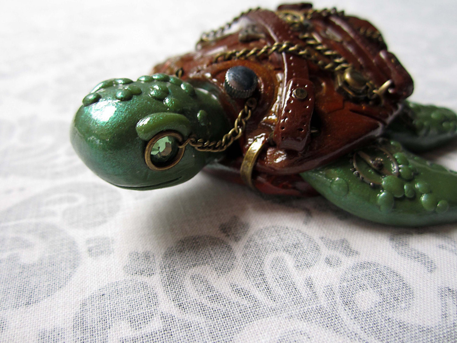 Steampunk Industrial Sea Turtle Red/Brown Shell