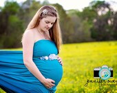 Crochet MATERNITY Belly Blue Blossom Sash, Photography Prop