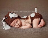 Crochet NEWBORN Little Puppy Dog Set, Hat and Diaper Cover Photography Prop