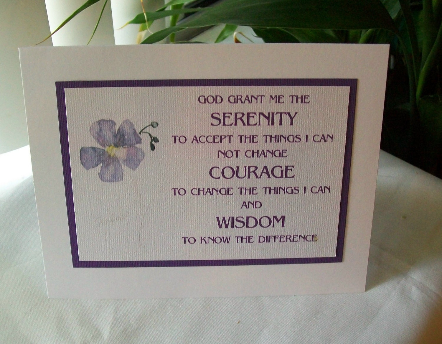 Spiritual 12 Step Recovery SERENITY PRAYER on print of watercolor Star Flower Greeting Card Free Shipping