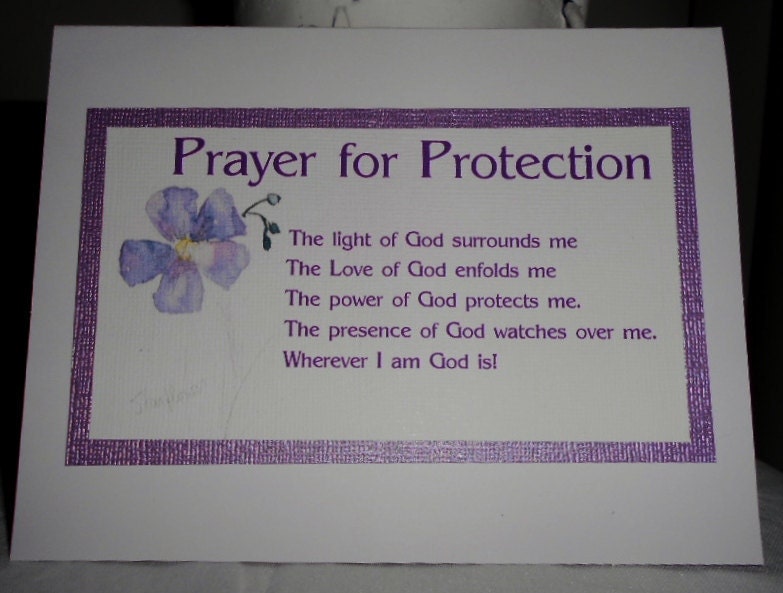 Inspirational PRAYER FOR PROTECTION greeting card Free Shipping
