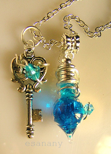 Mana Potion - Vibrant Blue Potion - Silver Vial Necklace