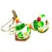 Artisan Lampwork glass Earrings Cute Flowers White spring fashion, Gift for her under 20