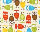 Owls LAMINATED fabric from Urban Zoologie collection (aka slicker, oilcloth, coated) BPA free WIDE
