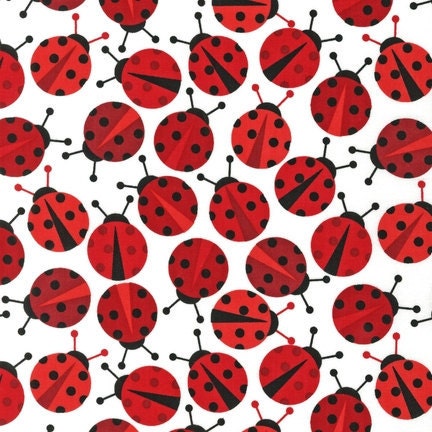 Ladybugs LAMINATED fabric from the Urban Zoologie collection by Anne Kelle (aka oilcloth, slicker, coated) WIDE BPA free