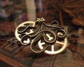 Steampunk Octopus and Gears Barrette