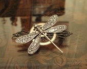 Steampunk Dragonfly Barrette in Silver