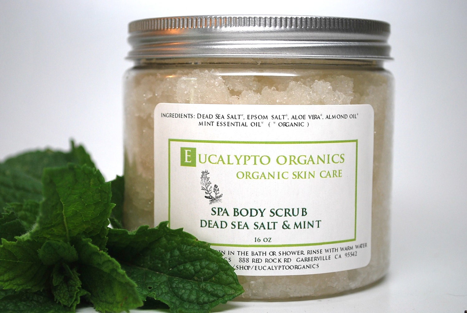Dead Sea Salt & Mint Scrub Organic Skin Care Body Polish16 oz