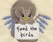 Don't Feed the Birds Squirrel Embroidered Flour Sack Hand/Dish Towel