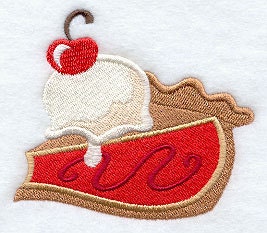 Whimsical Cherry Pie a la Mode Embroidered Flour Sack Hand/Dish Towel - EmbroideryEverywhere