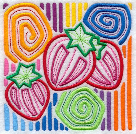 Mola Strawberry Embroidered Flour Sack Hand Towel